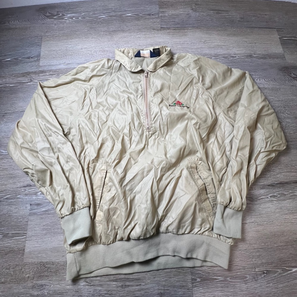 Duckster Windbreaker Mens Large Tan French Lick Springs 1/4 Zip Pullover Jacket